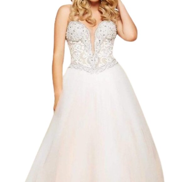 NWT Mac Duggal 65357 Bridal Dress Sheer Ivory Nude size 10 - Picture 1 of 6